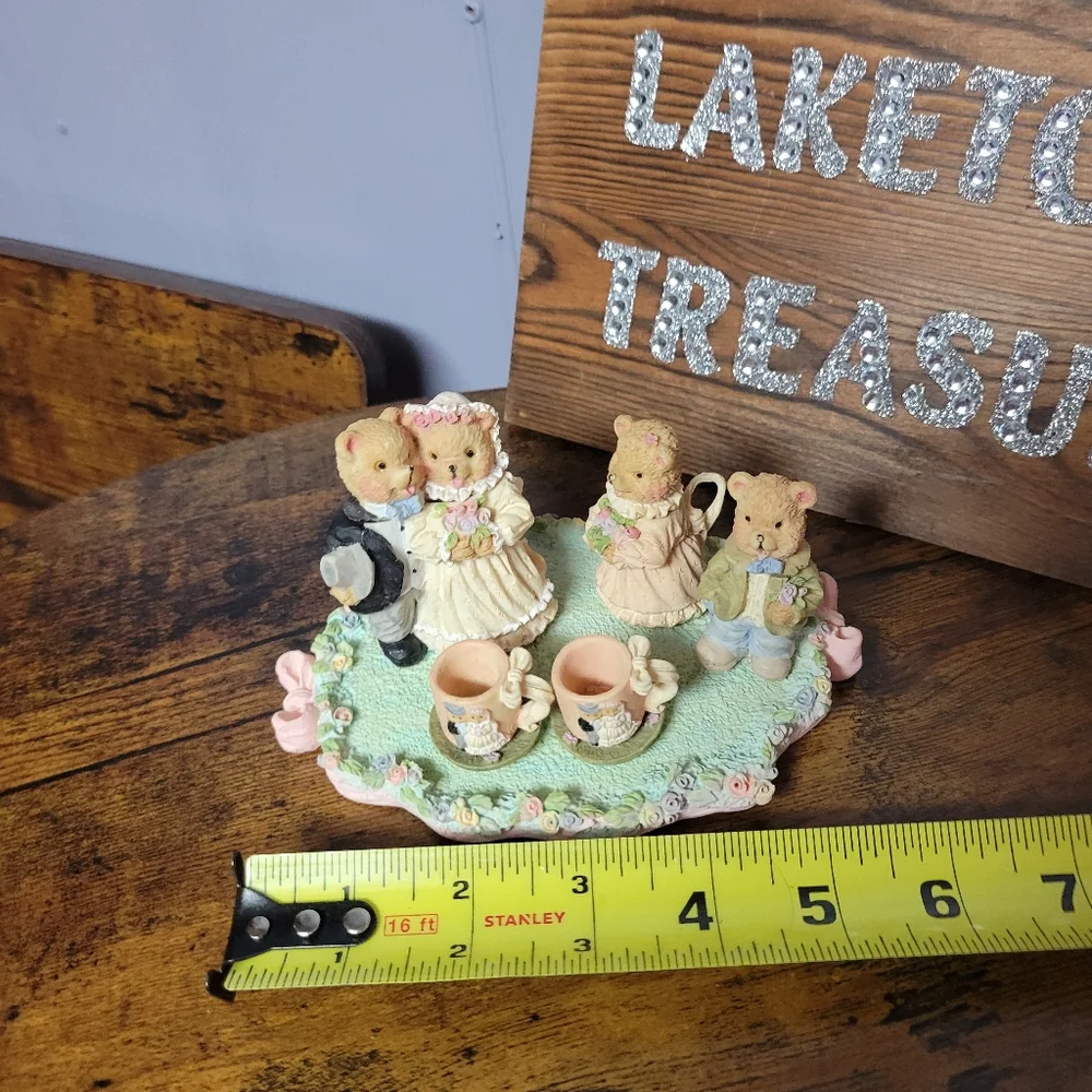 Vintage with tags Charming Bear Family mini tea Set -
